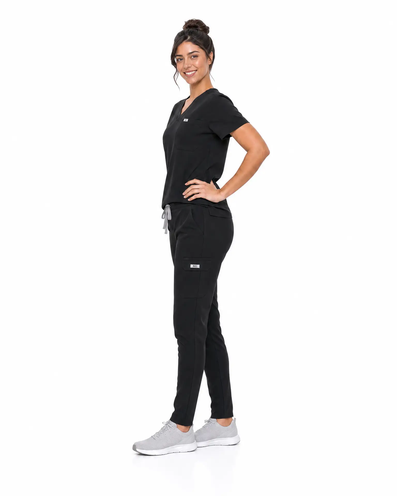 Black Scrub Set – Women's V-Neck Top & Jogger Pants - Image 4