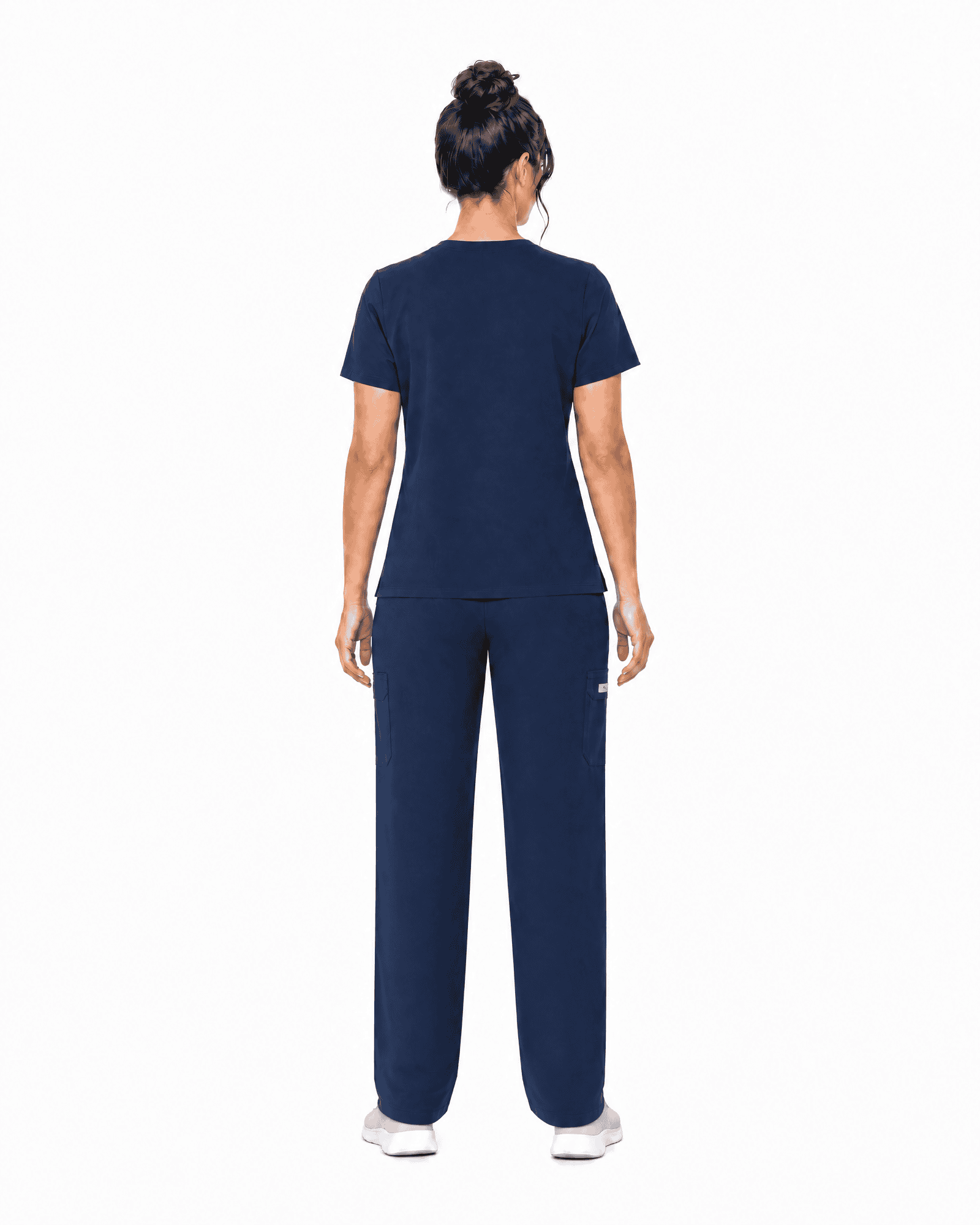 Navy Scrub Suit UAE - V-Neck Top and Straight-Leg Pants BACK View