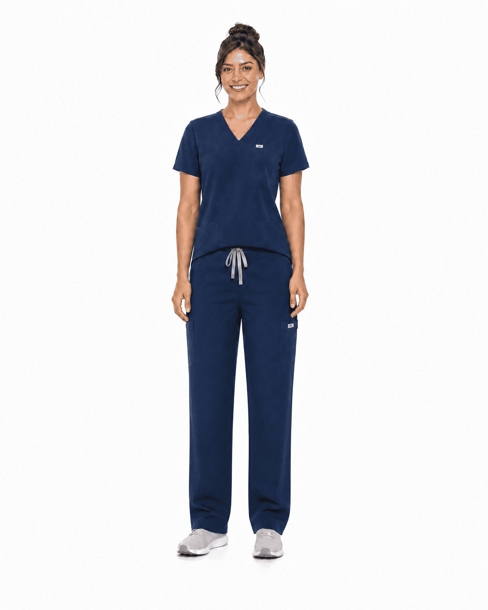 Navy Scrub Suit UAE - V-Neck Top and Straight-Leg Pants Front View